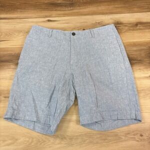 J.Crew Gramercy Shorts Mens 34 Light Blue Linen Cotton Chambray Casual Summer 9"